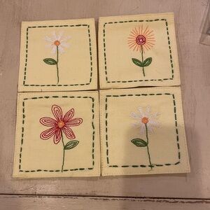 TAG Brand Set of 4 Embroidered Coasters, NIB
